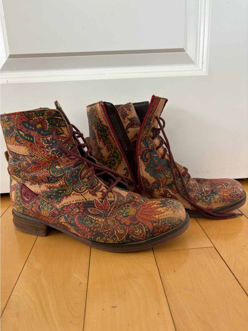 Josef Seibel Multicolor Paisley Floral Lace Up Boots Sanja